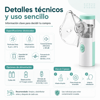 Mini Nebulizador Ultrasónico 3 En 1